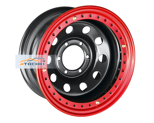 Диски Off-Road Wheels 8x16/6x139,7 ET-19 D110 Тойота Ниссан черный с бедлоком (красный)