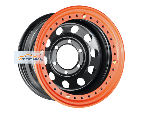 Диски Off-Road Wheels 8x15/6x139,7 ET-19 D110 Тойота Ниссан черный с бедлоком (оранжевый)