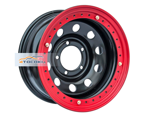 Диски Off-Road Wheels 10x16/5x139,7 ET-44 D110 УАЗ черный с бедлоком (красный)