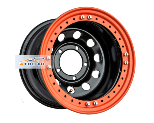 Диски Off-Road Wheels 8x17/5x139,7 ET-19 D110 УАЗ черный с бедлоком (оранжевый)