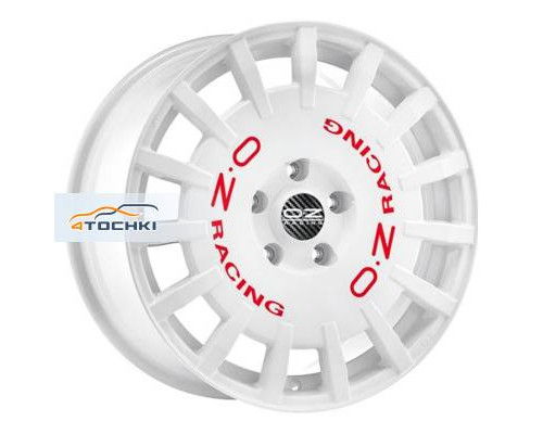 Диски OZ 8x17/5x100 ET48 D68 Rally Racing Race White + Red Lettering